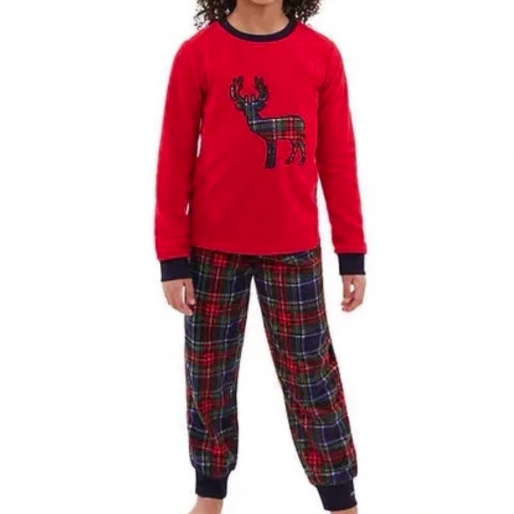 Eddie Bauer Pajama Set 4T & 7 Deer Plaid Red